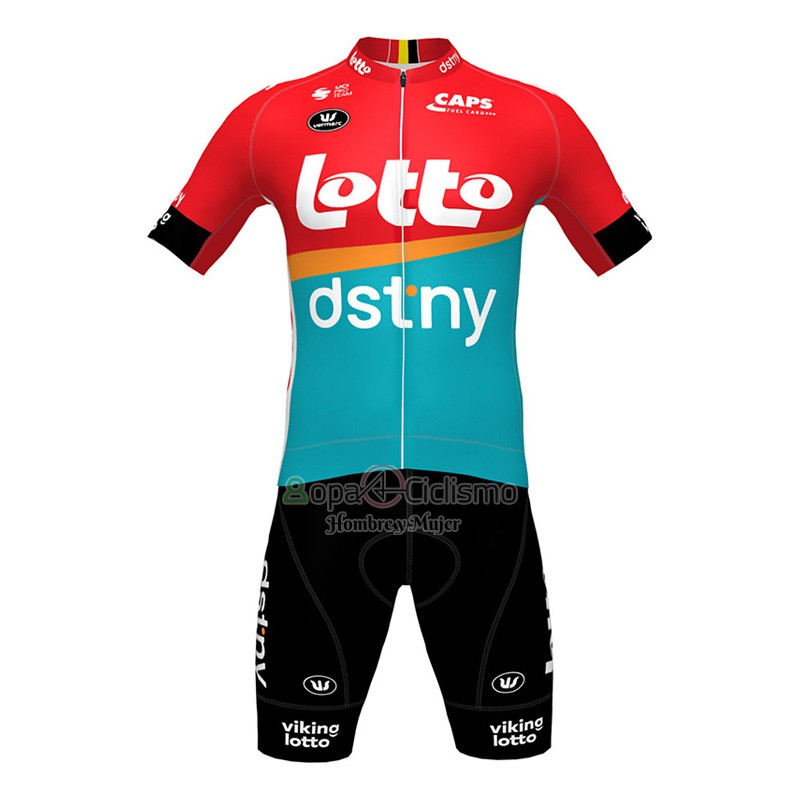 Lotto Dstny Ropa Ciclismo Culotte Corto 2023 Mangas Cortas Rojo Azur2